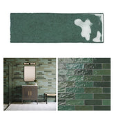 Tenedos HTC184 Ceramic Subway Wall Tile Handmade Look Glossy Glaze for Backsplash Kitchen, Bathroom Shower, Accent Wall (1, Emerald Dream)